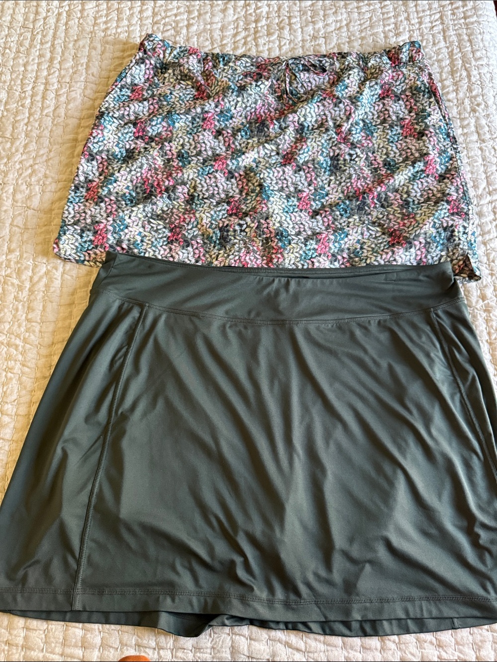 (2) Pure Jill Women's Active Skorts — Olive Solid and Multicolor Pattern